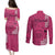 Maui Island Couples Matching Puletasi Dress and Long Sleeve Button Shirts Kakau Tribal Mixed Polynesian Pattern Pink LT9 - Polynesian Pride