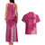 Maui Island Couples Matching Tank Maxi Dress and Hawaiian Shirt Kakau Tribal Mixed Polynesian Pattern Pink LT9 - Polynesian Pride