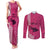 Maui Island Couples Matching Tank Maxi Dress and Long Sleeve Button Shirts Kakau Tribal Mixed Polynesian Pattern Pink LT9 Pink - Polynesian Pride