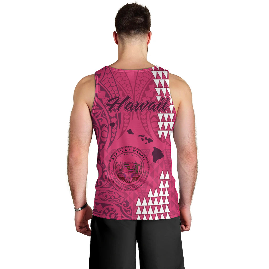 Maui Island Men Tank Top Kakau Tribal Mixed Polynesian Pattern Pink LT9 - Polynesian Pride