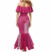 Maui Island Mermaid Dress Kakau Tribal Mixed Polynesian Pattern Pink LT9 - Polynesian Pride