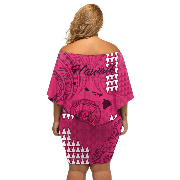 Personalised Maui Island Couples Matching Off Shoulder Maxi Dress and Hawaiian Shirt Kakau Tribal Mixed Polynesian Pattern Gold LT9 main image 0