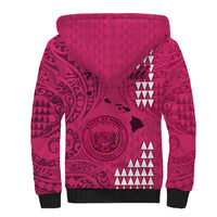 Maui Island Sherpa Hoodie Kakau Tribal Mixed Polynesian Pattern Pink LT9 - Polynesian Pride