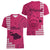 Maui Island Women V Neck T Shirt Kakau Tribal Mixed Polynesian Pattern Pink LT9 - Polynesian Pride