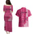 Personalised Maui Island Couples Matching Puletasi Dress and Hawaiian Shirt Kakau Tribal Mixed Polynesian Pattern Pink LT9 - Polynesian Pride