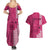Personalised Maui Island Couples Matching Summer Maxi Dress and Hawaiian Shirt Kakau Tribal Mixed Polynesian Pattern Pink LT9 - Polynesian Pride