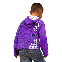 Maui Island Kid Hoodie Kakau Tribal Mixed Polynesian Pattern Purple LT9 - Polynesian Pride