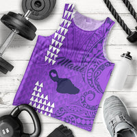 Maui Island Men Tank Top Kakau Tribal Mixed Polynesian Pattern Purple LT9 Purple - Polynesian Pride