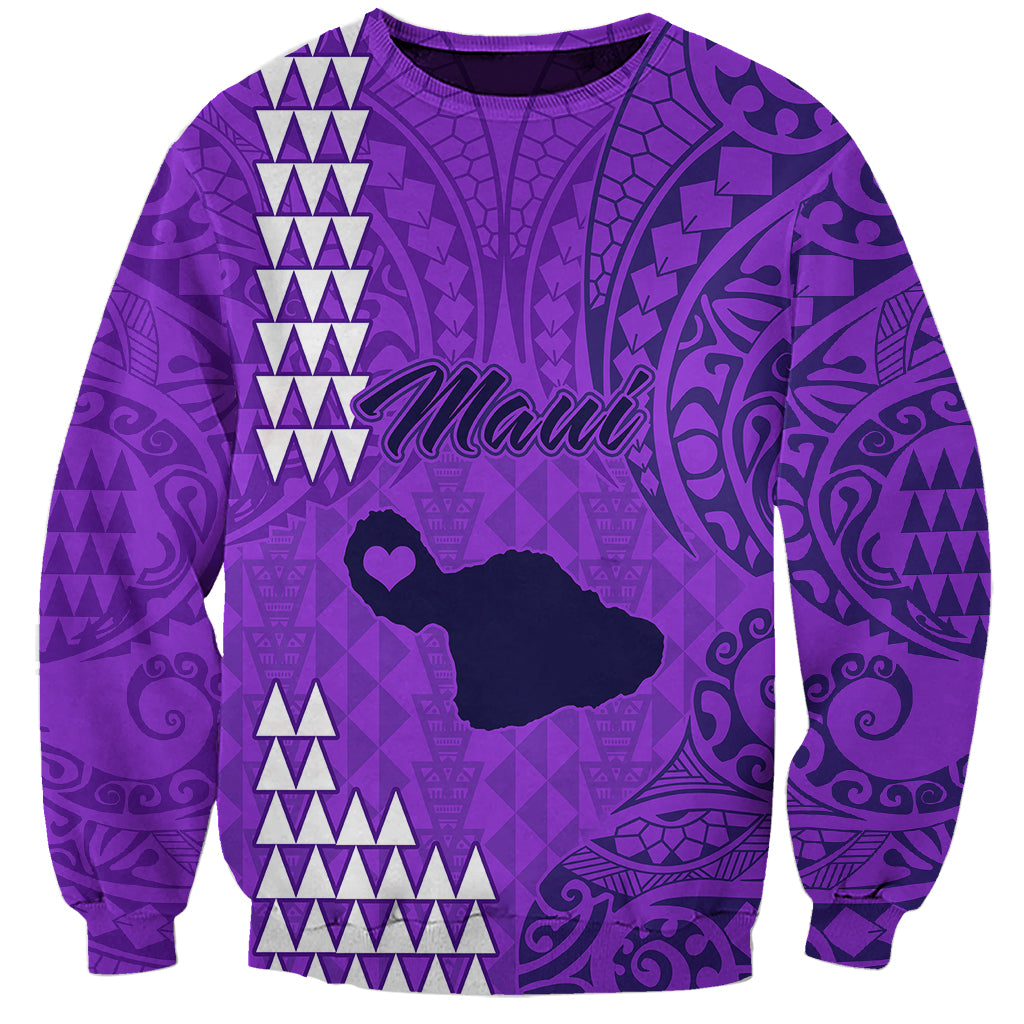 Maui Island Sweatshirt Kakau Tribal Mixed Polynesian Pattern Purple LT9 Unisex Purple - Polynesian Pride