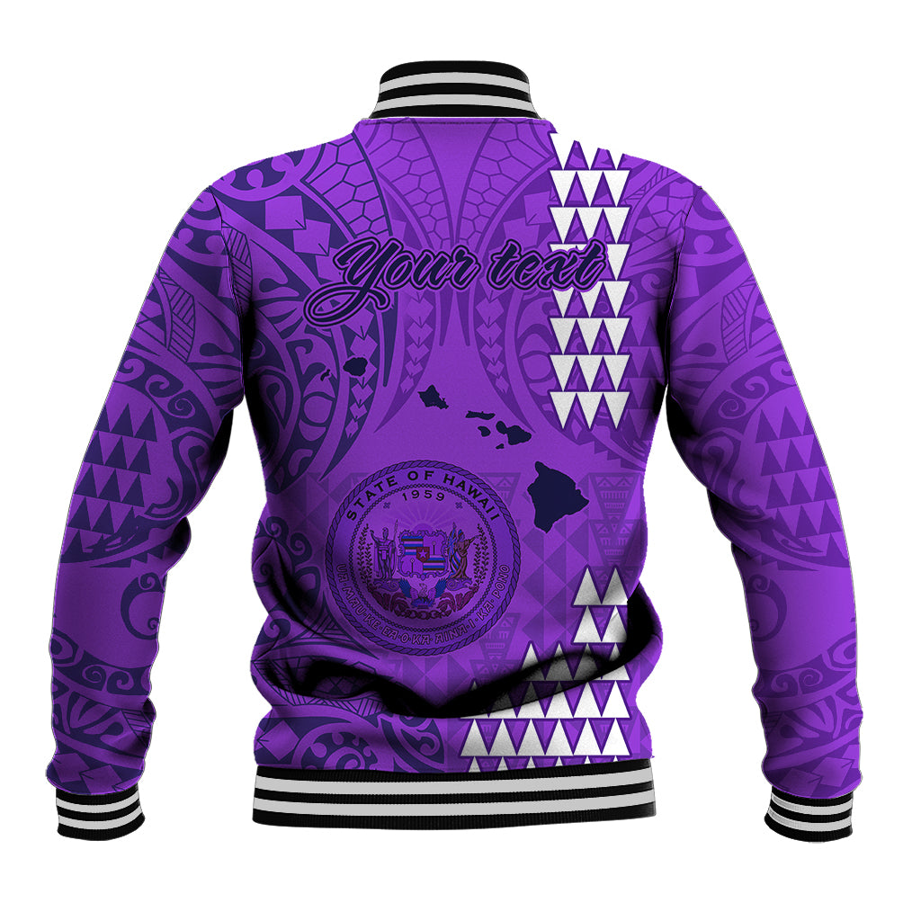 Personalised Maui Island Baseball Jacket Kakau Tribal Mixed Polynesian Pattern Purple LT9 - Polynesian Pride