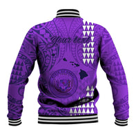 Personalised Maui Island Baseball Jacket Kakau Tribal Mixed Polynesian Pattern Purple LT9 - Polynesian Pride