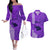Personalised Maui Island Couples Matching Off The Shoulder Long Sleeve Dress and Hawaiian Shirt Kakau Tribal Mixed Polynesian Pattern Purple LT9 Purple - Polynesian Pride
