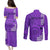 Personalised Maui Island Couples Matching Puletasi Dress and Long Sleeve Button Shirts Kakau Tribal Mixed Polynesian Pattern Purple LT9 - Polynesian Pride