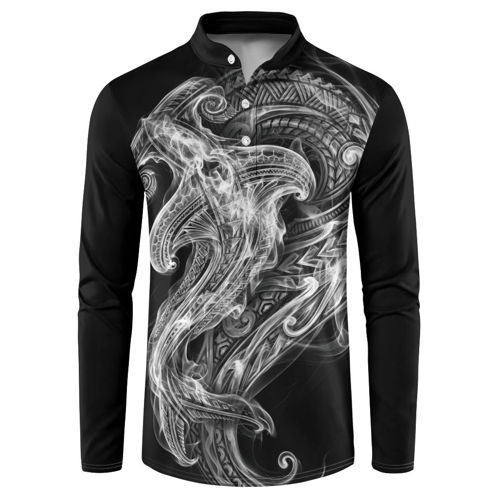Pango Maori Tribal Hammershark Ghost Spirit Button Sweatshirt