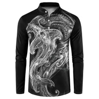 Pango Maori Tribal Hammershark Ghost Spirit Button Sweatshirt