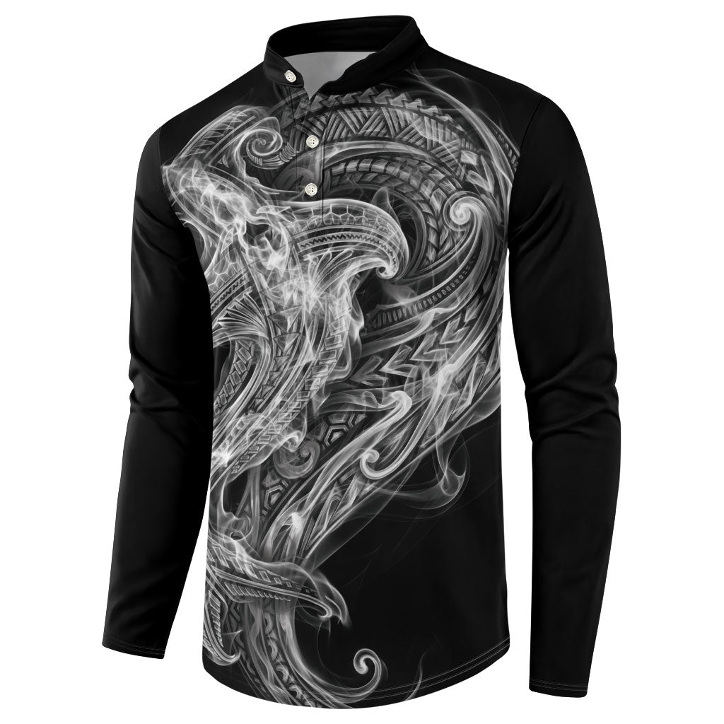 Pango Maori Tribal Hammershark Ghost Spirit Button Sweatshirt