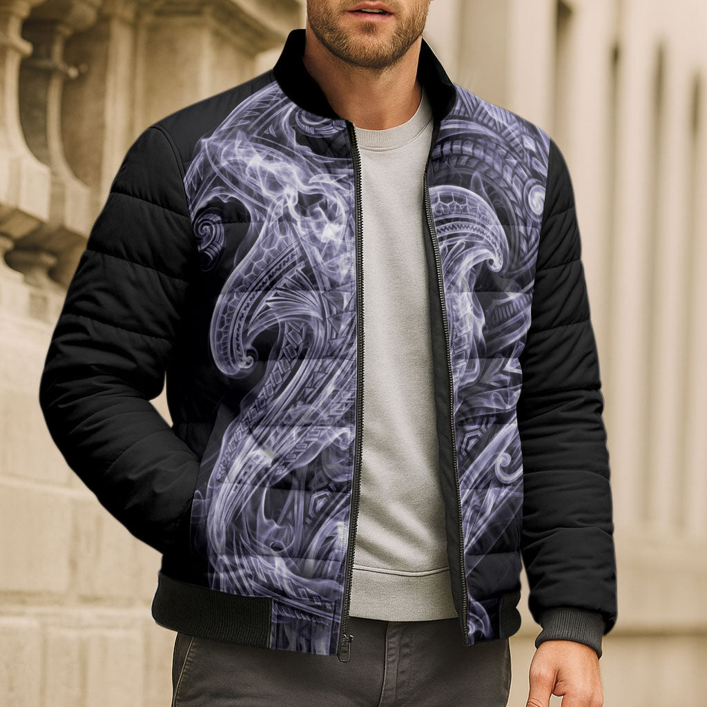 Waiporoporo Maori Tribal Hammershark Ghost Spirit Bomber Puffer Jacket