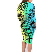 malampa-fiji-day-family-matching-long-sleeve-bodycon-dress-and-hawaiian-shirt-vanuatu-sand-drawing-with-polynesian-pattern