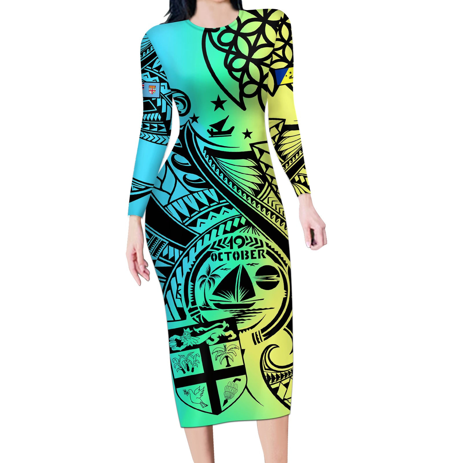 malampa-fiji-day-long-sleeve-bodycon-dress-vanuatu-sand-drawing-with-polynesian-pattern