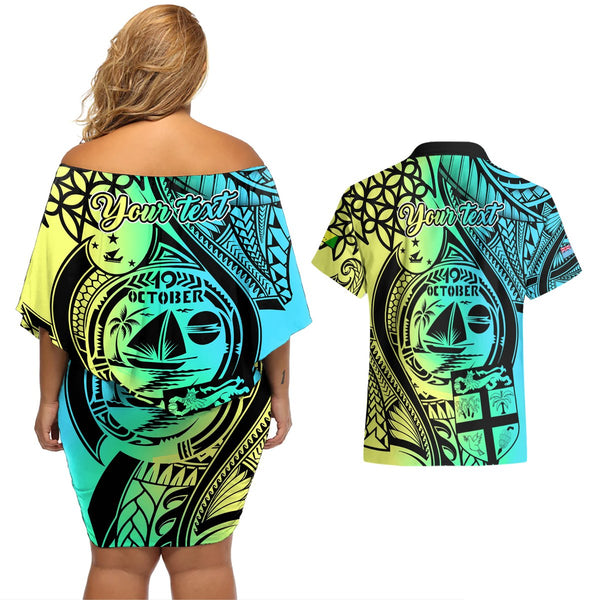 Custom Malampa Fiji Day Couples Matching Mermaid Dress And Hawaiian Shirt Together We Grow Proud Polynesian Tapa Artsy LT14