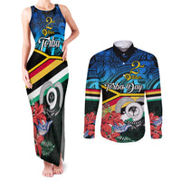 torba-vanuatu-couples-matching-tank-maxi-dress-and-long-sleeve-button-shirts-sand-drawing-with-polynesian-pattern