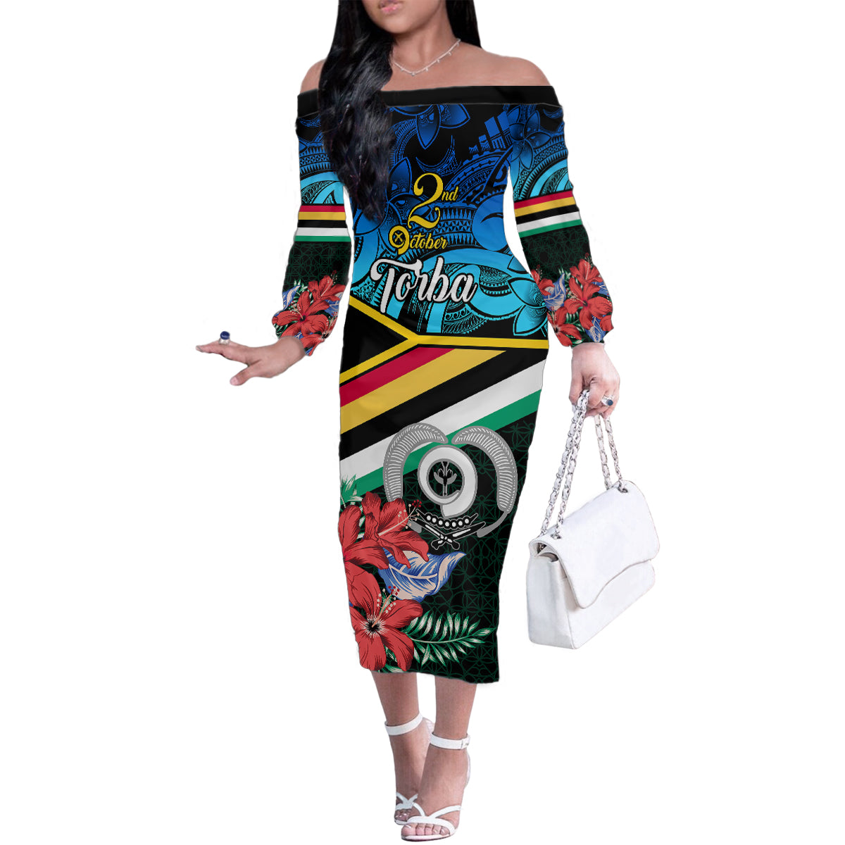 torba-vanuatu-family-matching-off-shoulder-long-sleeve-dress-and-hawaiian-shirt-sand-drawing-with-polynesian-pattern