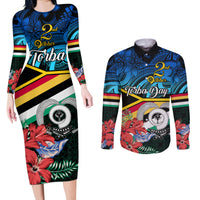 personalised-torba-vanuatu-couples-matching-long-sleeve-bodycon-dress-and-long-sleeve-button-shirts-sand-drawing-with-polynesian-pattern