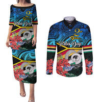 personalised-torba-vanuatu-couples-matching-puletasi-dress-and-long-sleeve-button-shirts-sand-drawing-with-polynesian-pattern