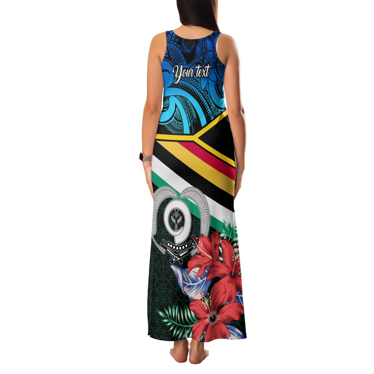personalised-torba-vanuatu-family-matching-tank-maxi-dress-and-hawaiian-shirt-sand-drawing-with-polynesian-pattern