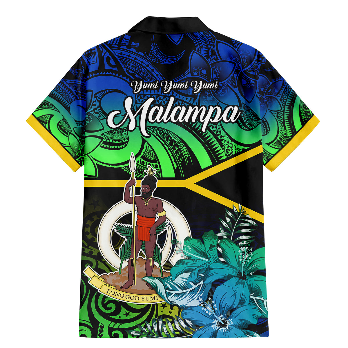 malampa-day-family-matching-mermaid-dress-and-hawaiian-shirt-vanuatu-flowers-with-malampa-emblem-tribal-pattern