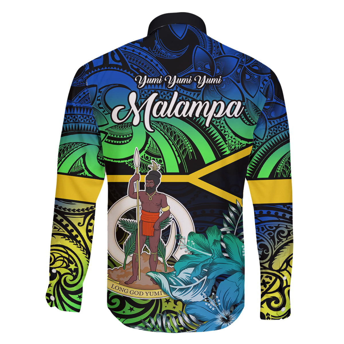 malampa-day-family-matching-mermaid-dress-and-hawaiian-shirt-vanuatu-flowers-with-malampa-emblem-tribal-pattern