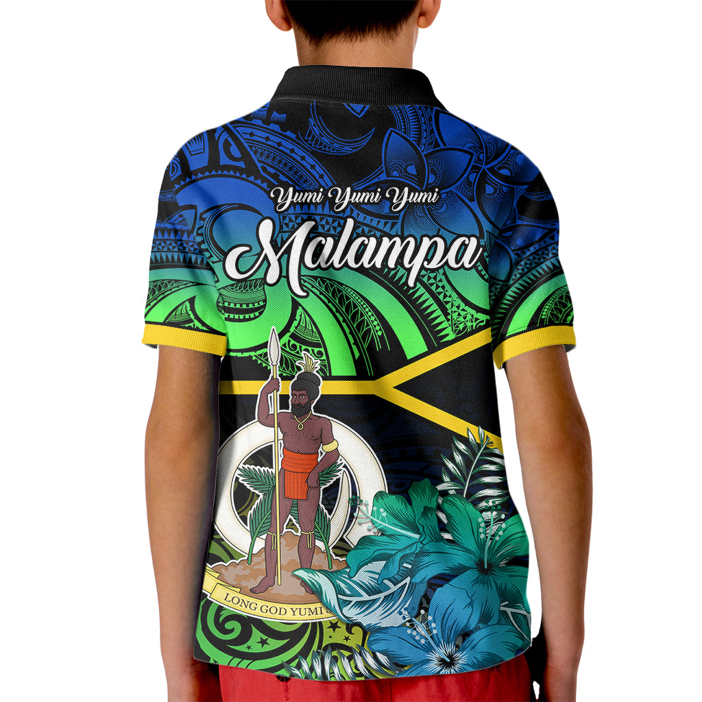Malampa Day Kid Polo Shirt Vanuatu Flowers with Malampa Emblem Tribal Pattern LT9 - Polynesian Pride