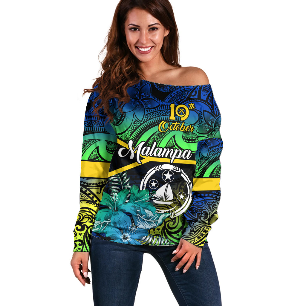 personalised-malampa-day-off-shoulder-sweater-vanuatu-flowers-with-malampa-emblem-tribal-pattern