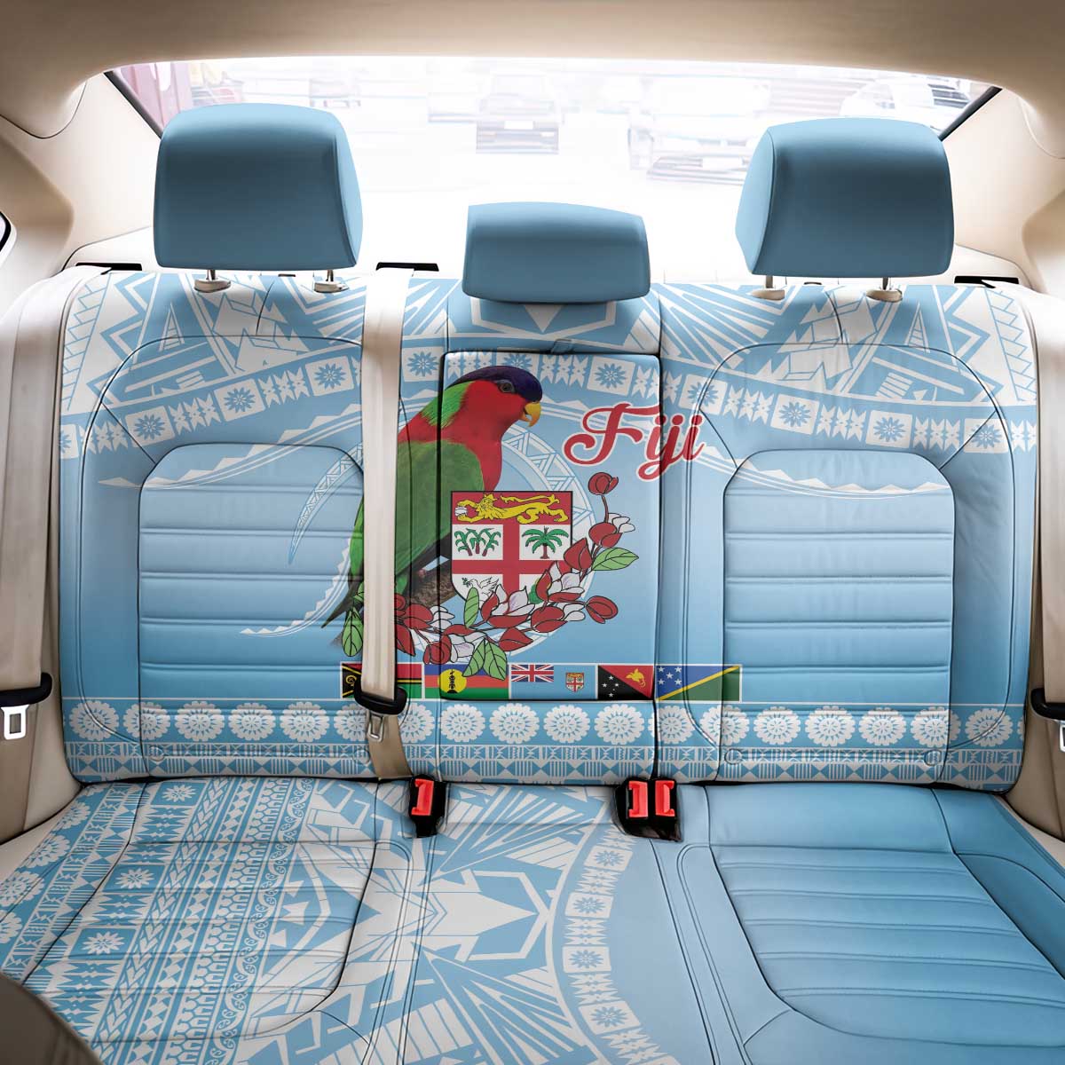 Melanesian Fiji Kula Bird Back Car Seat Cover with Tagimoucia Masi Tapa Pattern LT9 - Polynesian Pride