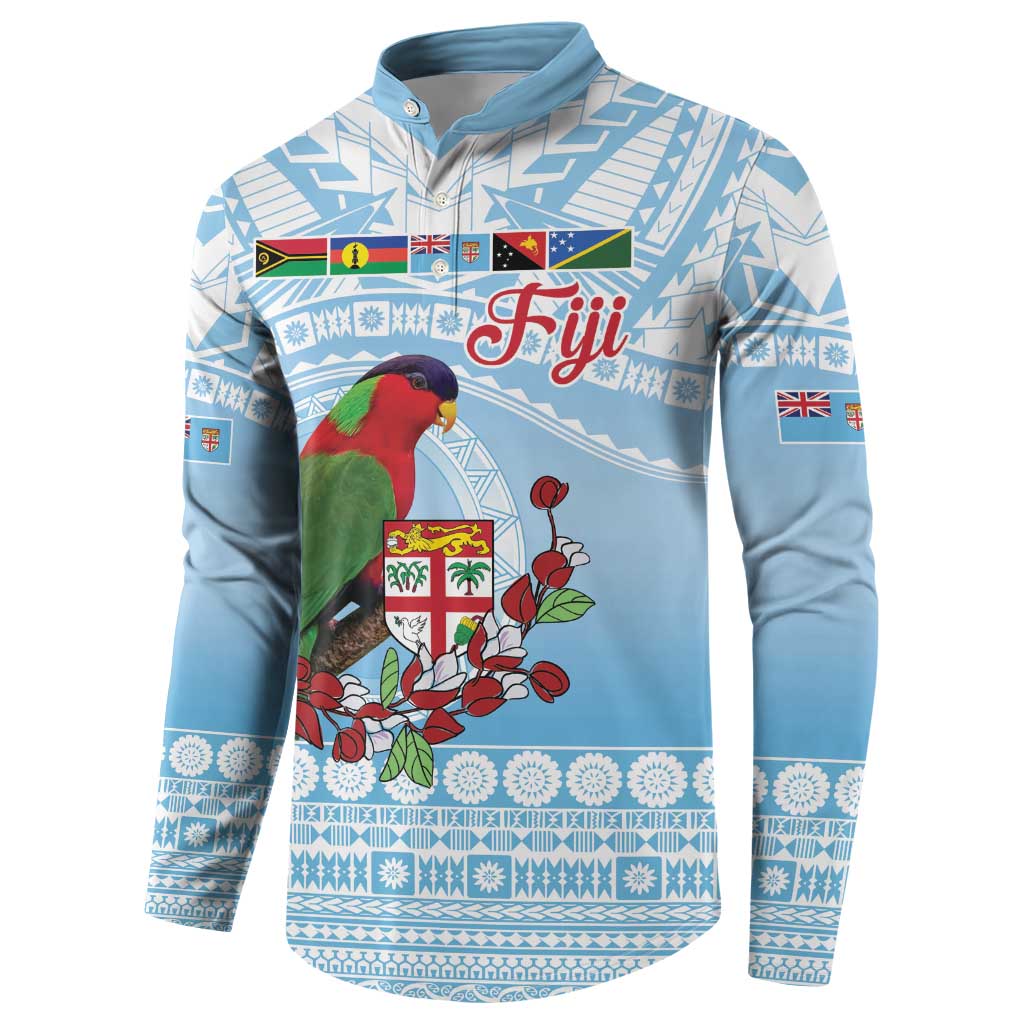 Melanesian Fiji Kula Bird Button Sweatshirt with Tagimoucia Masi Tapa Pattern LT9 - Polynesian Pride