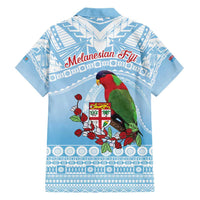 Melanesian Fiji Kula Bird Family Matching Short Sleeve Bodycon Dress and Hawaiian Shirt with Tagimoucia Masi Tapa Pattern