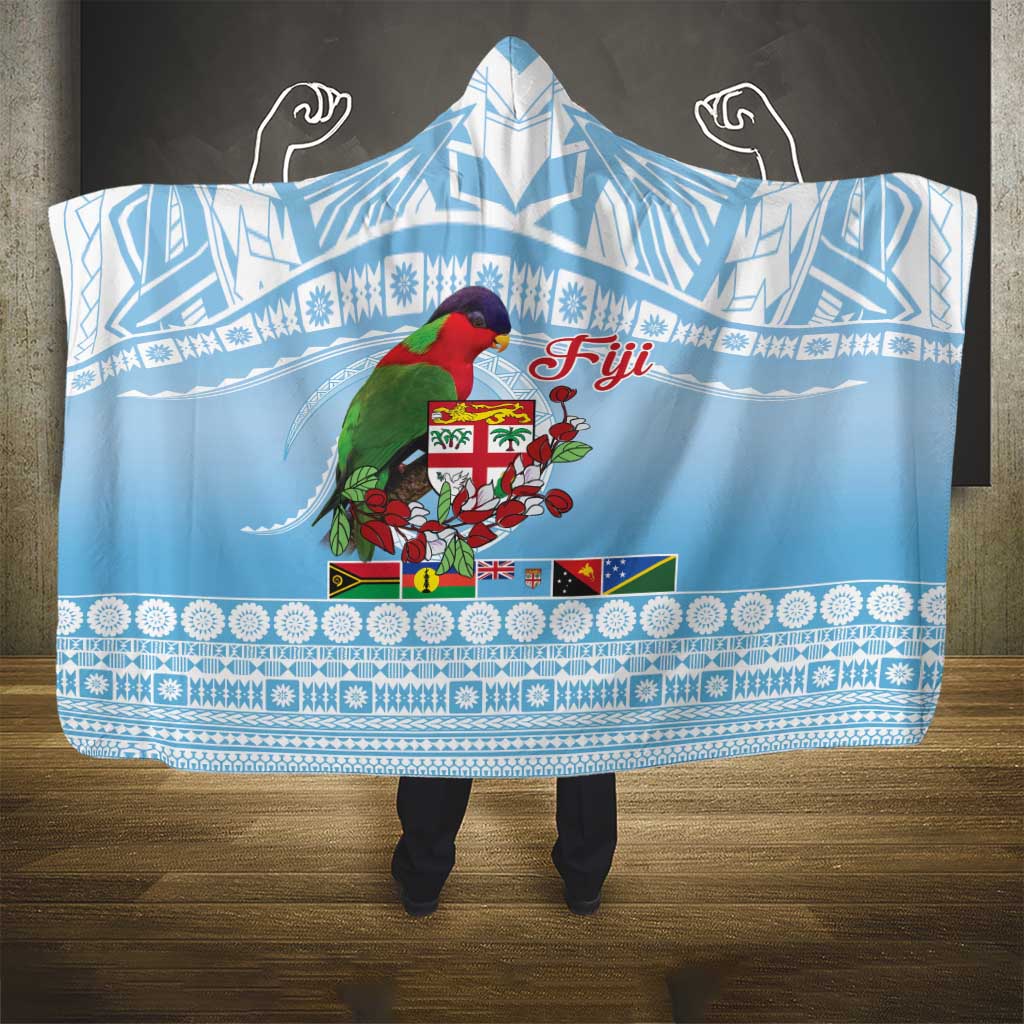 Melanesian Fiji Kula Bird Hooded Blanket with Tagimoucia Masi Tapa Pattern LT9 - Polynesian Pride