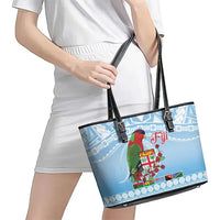 Melanesian Fiji Kula Bird Leather Tote Bag with Tagimoucia Masi Tapa Pattern LT9 - Polynesian Pride