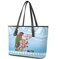 Melanesian Fiji Kula Bird Leather Tote Bag with Tagimoucia Masi Tapa Pattern LT9 - Polynesian Pride