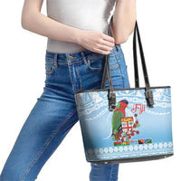Melanesian Fiji Kula Bird Leather Tote Bag with Tagimoucia Masi Tapa Pattern LT9 - Polynesian Pride