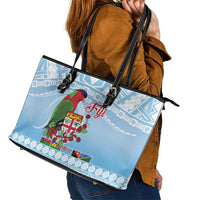 Melanesian Fiji Kula Bird Leather Tote Bag with Tagimoucia Masi Tapa Pattern LT9 - Polynesian Pride