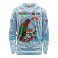 Melanesian Fiji Kula Bird Long Sleeve Shirt with Tagimoucia Masi Tapa Pattern LT9 Unisex Blue - Polynesian Pride