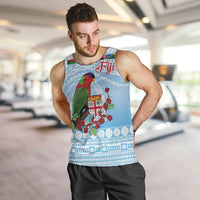 Melanesian Fiji Kula Bird Men Tank Top with Tagimoucia Masi Tapa Pattern LT9 Blue - Polynesian Pride