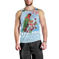 Melanesian Fiji Kula Bird Men Tank Top with Tagimoucia Masi Tapa Pattern LT9 - Polynesian Pride