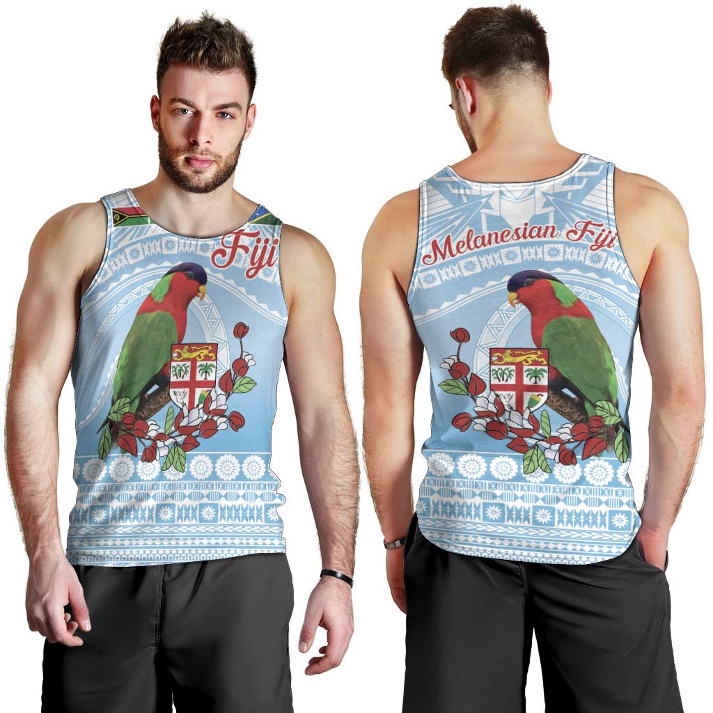 Melanesian Fiji Kula Bird Men Tank Top with Tagimoucia Masi Tapa Pattern LT9 - Polynesian Pride