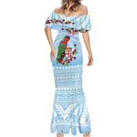 Melanesian Fiji Kula Bird Mermaid Dress with Tagimoucia Masi Tapa Pattern LT9 - Polynesian Pride