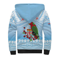 Melanesian Fiji Kula Bird Sherpa Hoodie with Tagimoucia Masi Tapa Pattern