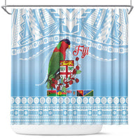 Melanesian Fiji Kula Bird Shower Curtain with Tagimoucia Masi Tapa Pattern LT9 Blue - Polynesian Pride