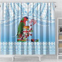 Melanesian Fiji Kula Bird Shower Curtain with Tagimoucia Masi Tapa Pattern LT9 - Polynesian Pride
