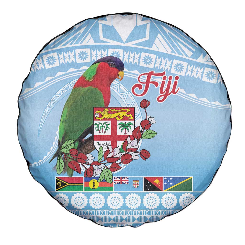 Melanesian Fiji Kula Bird Spare Tire Cover with Tagimoucia Masi Tapa Pattern LT9 - Polynesian Pride